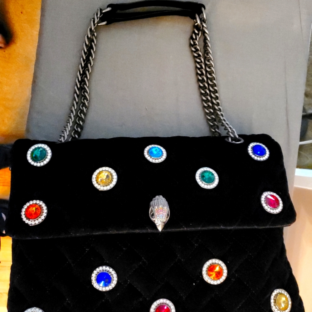 Kurt Geiger XXL Kensington  Jewel's Velvet Shoulder Bag